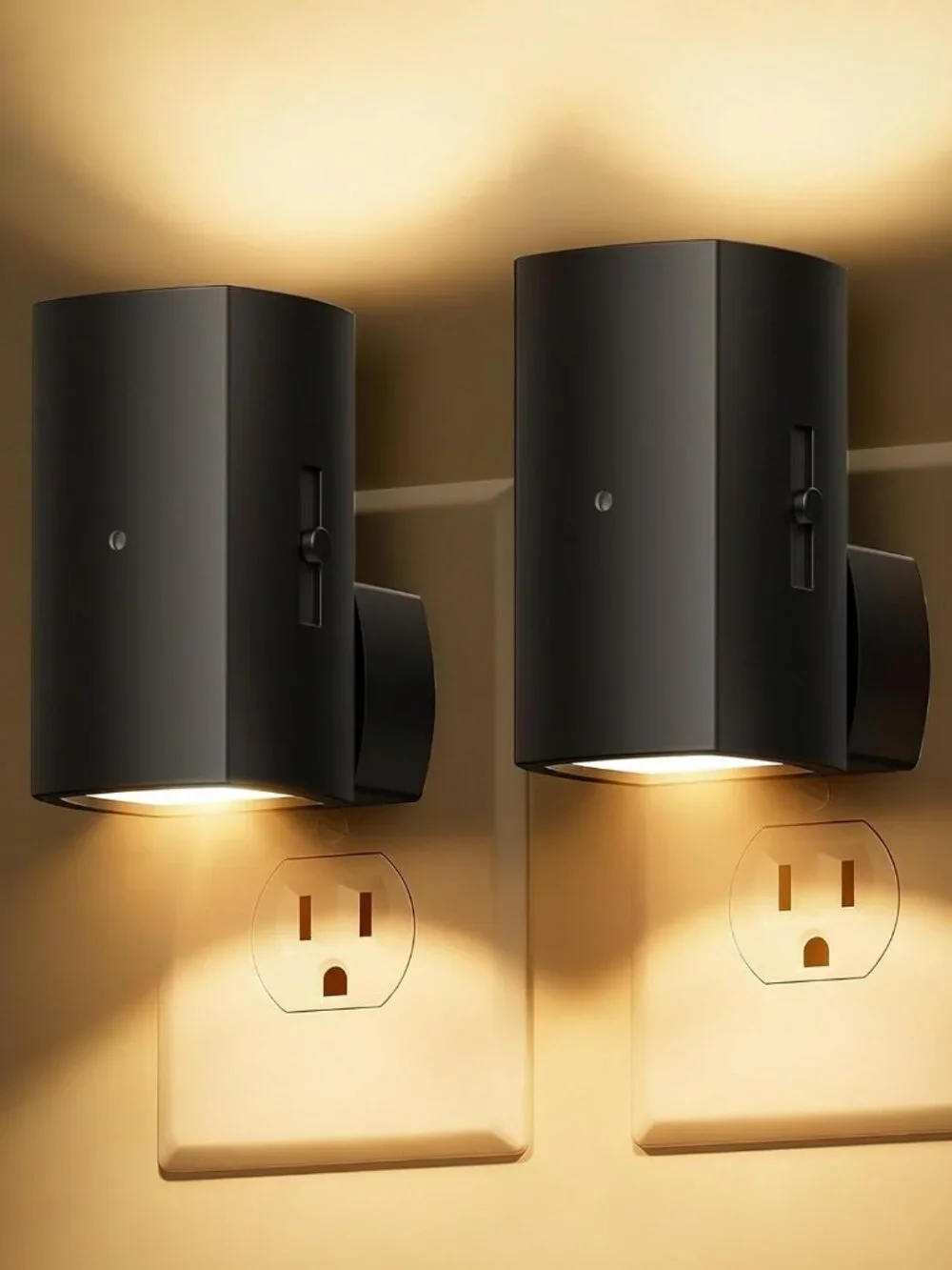 2 Pack Modern Plug-in Night Lights with Rotating Plug & Dusk to Dawn Sensor